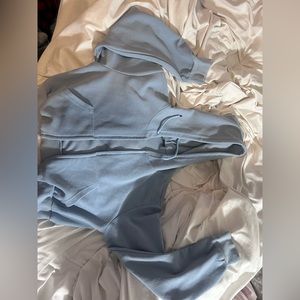 Blue cropped zip up hoodie